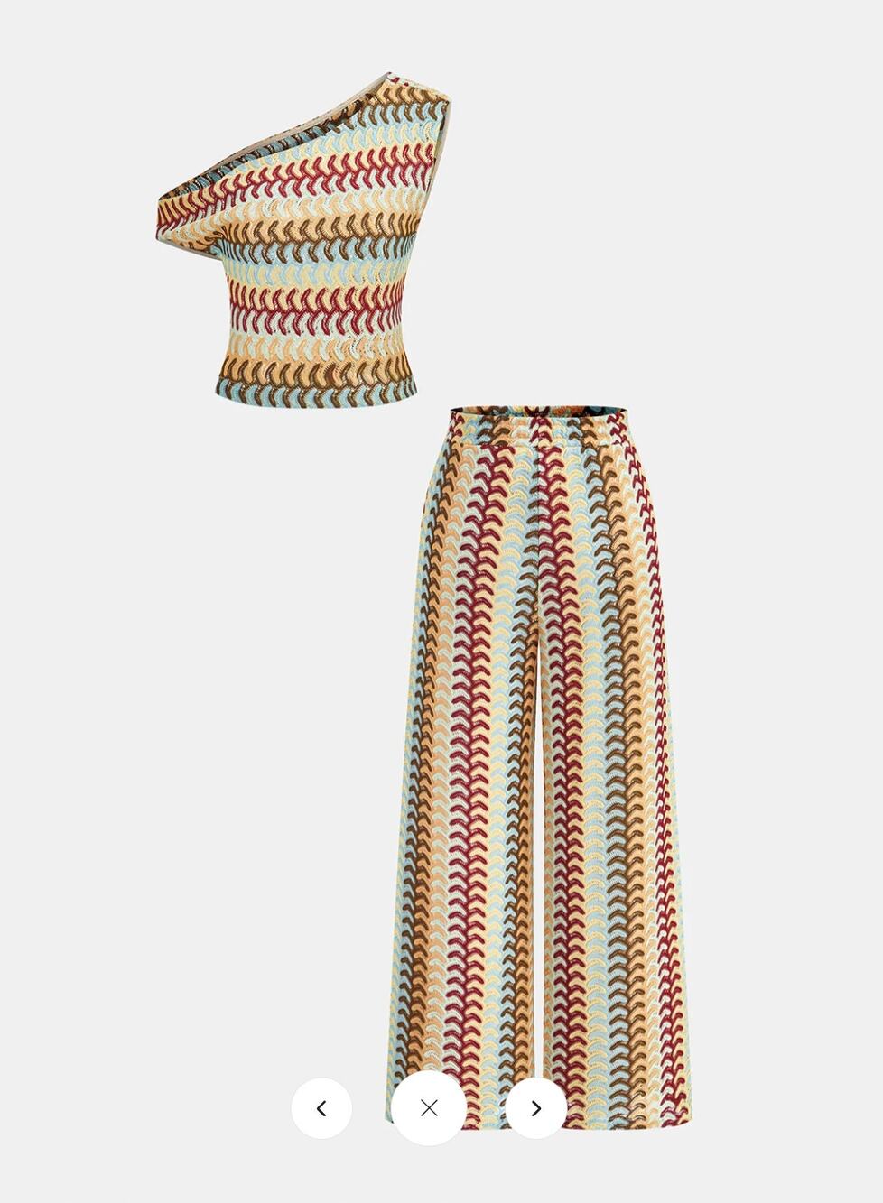 NWT Commense Multicolor One-Shoulder Knit Top & Pants Set SZ L